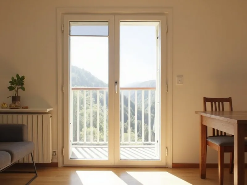 Enroulable latéral posé sur une porte-fenêtre