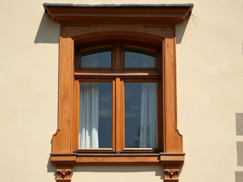 Fenêtre en bois dans un bâtiment ancien genevois